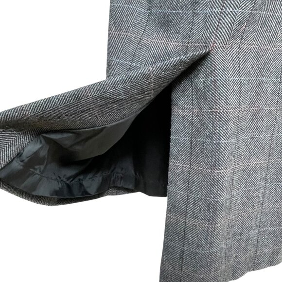 Vintage Sasson 80s Structured Power Suit Gray Wool Blend Tweed Skirt Blazer 14 - Picture 11 of 14